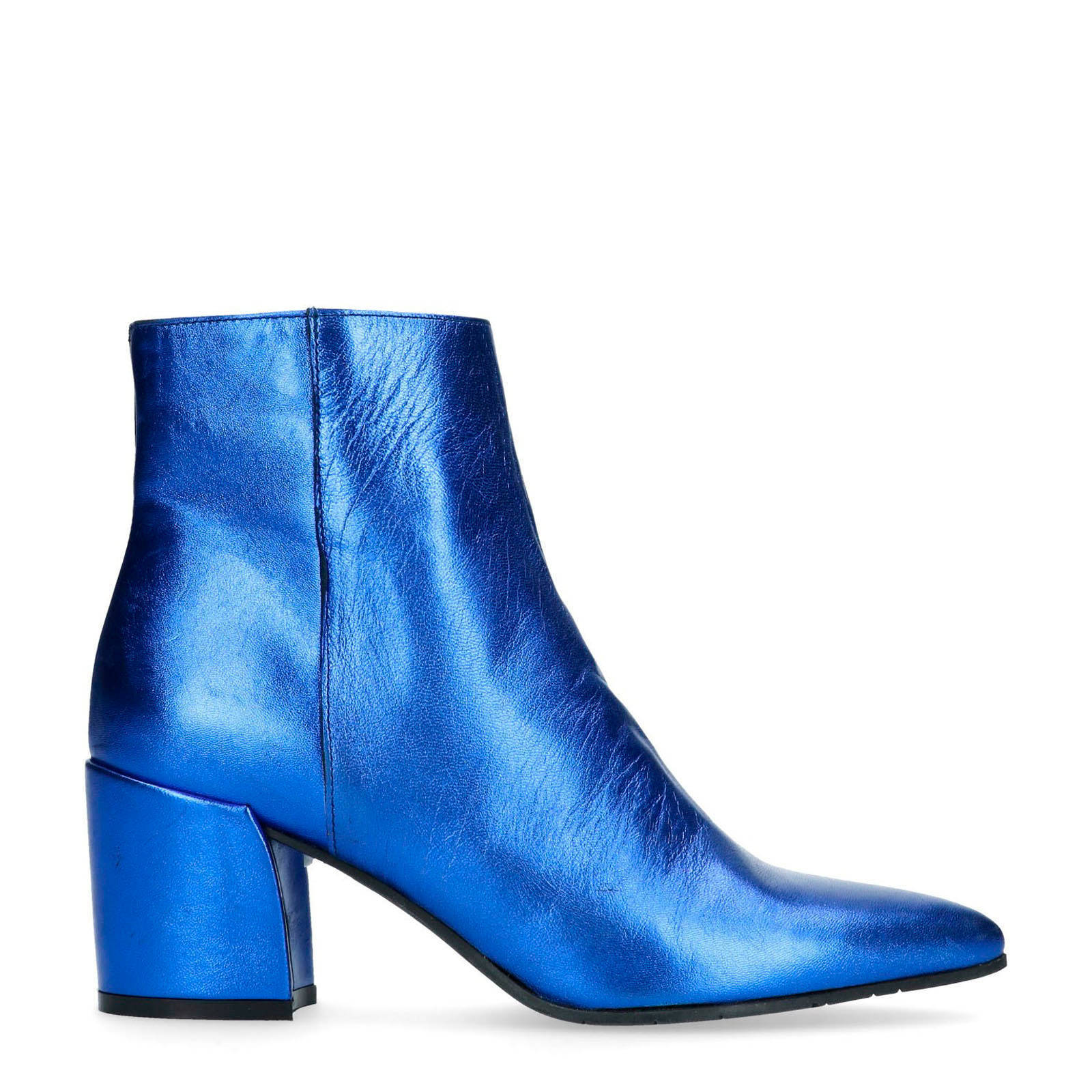 Sacha metallic leren enkellaarzen blauw | wehkamp