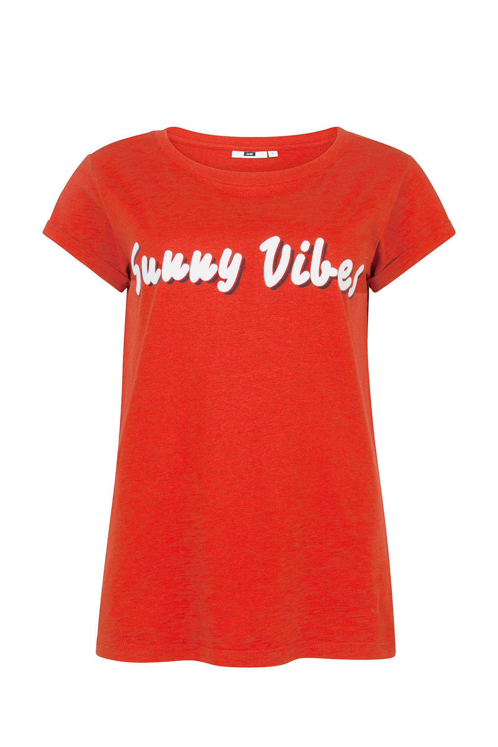 WE Fashion T-shirt met tekst rood | wehkamp