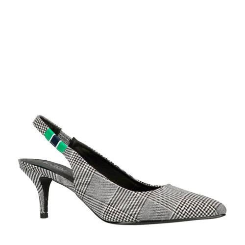 Sacha Geruite Slingback Pumps Zwartwit sacha kopen in de aanbieding