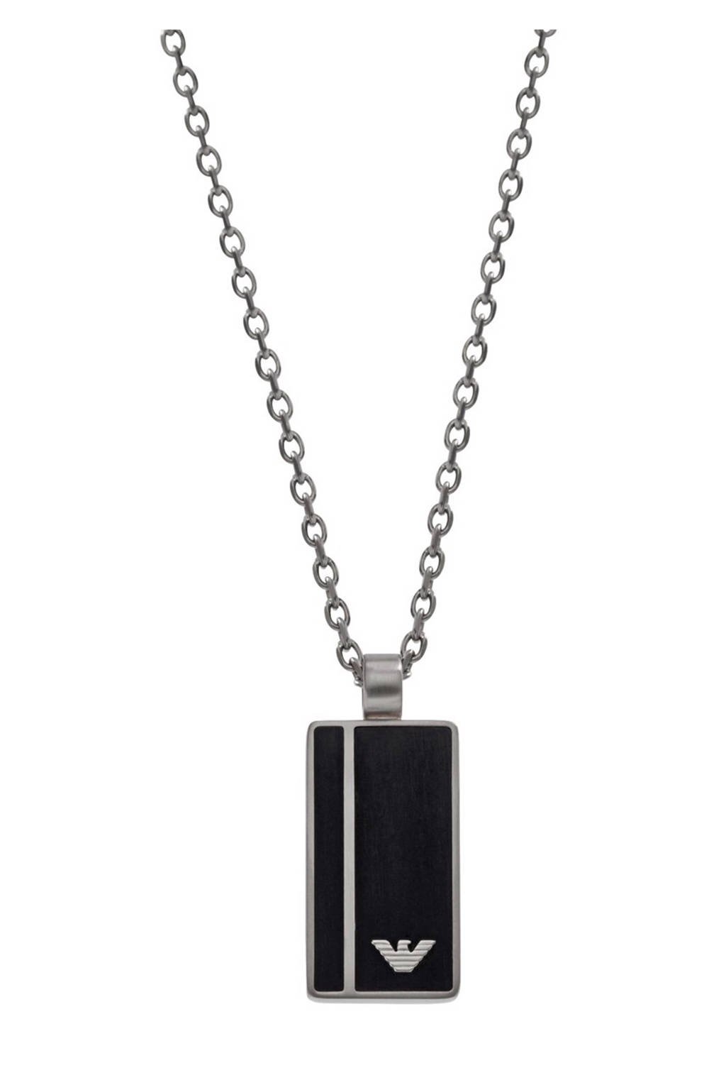 Emporio Armani ketting - EGS2031040, Zilver/zwart