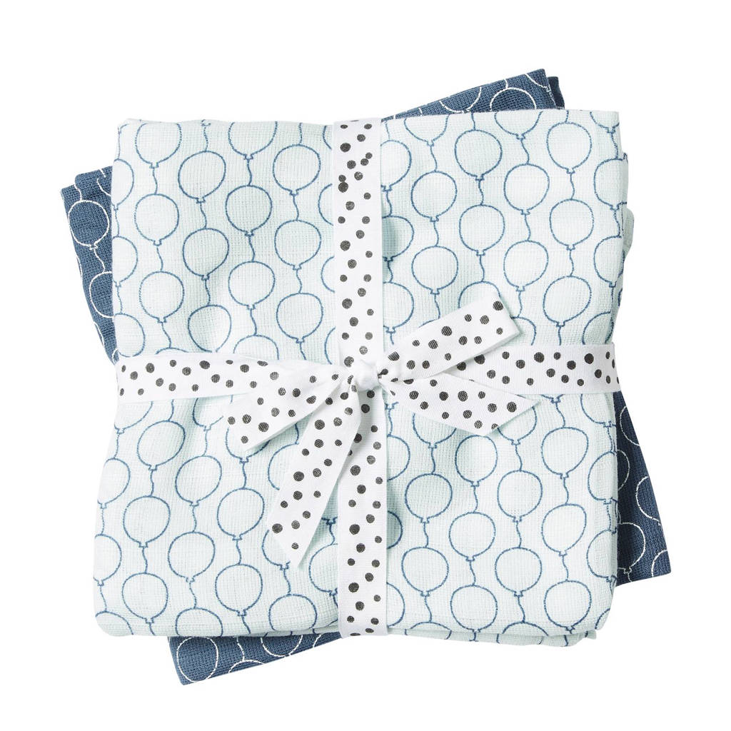 Done by Deer Balloon Swaddle hydrofiel 120x120 cm (2 stuks) blauw, Blauw
