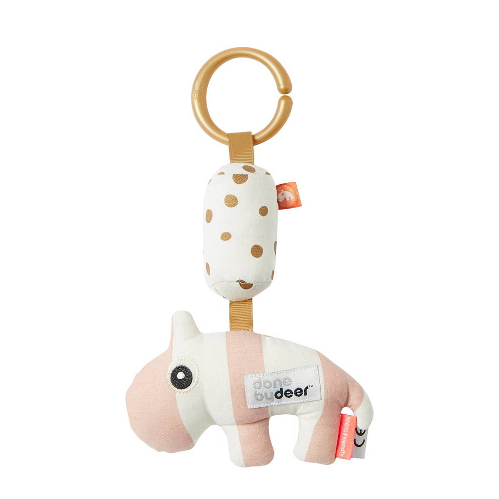 Done by Deer Ozzo met ophangring roze knuffel 26 cm, Roze