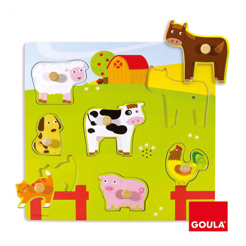 Goula boerderijdieren houten vormenpuzzel 7 stukjes