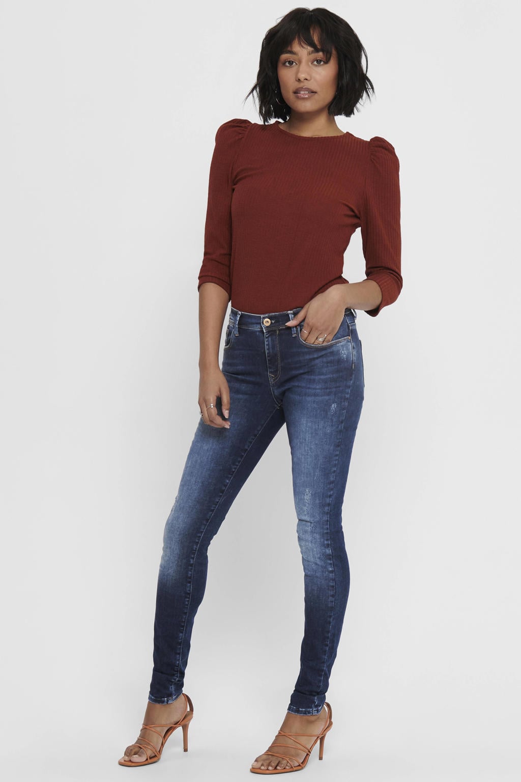 ONLY high waist skinny jeans ONLSHAPE dark blue denim
