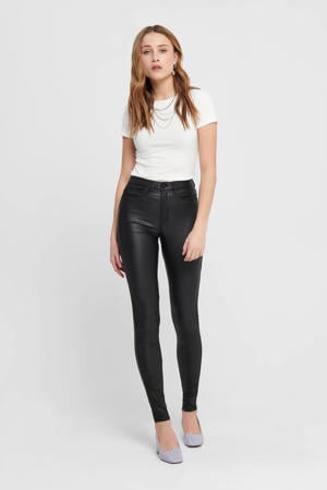 coated high waist skinny broek ONLROYAL zwart