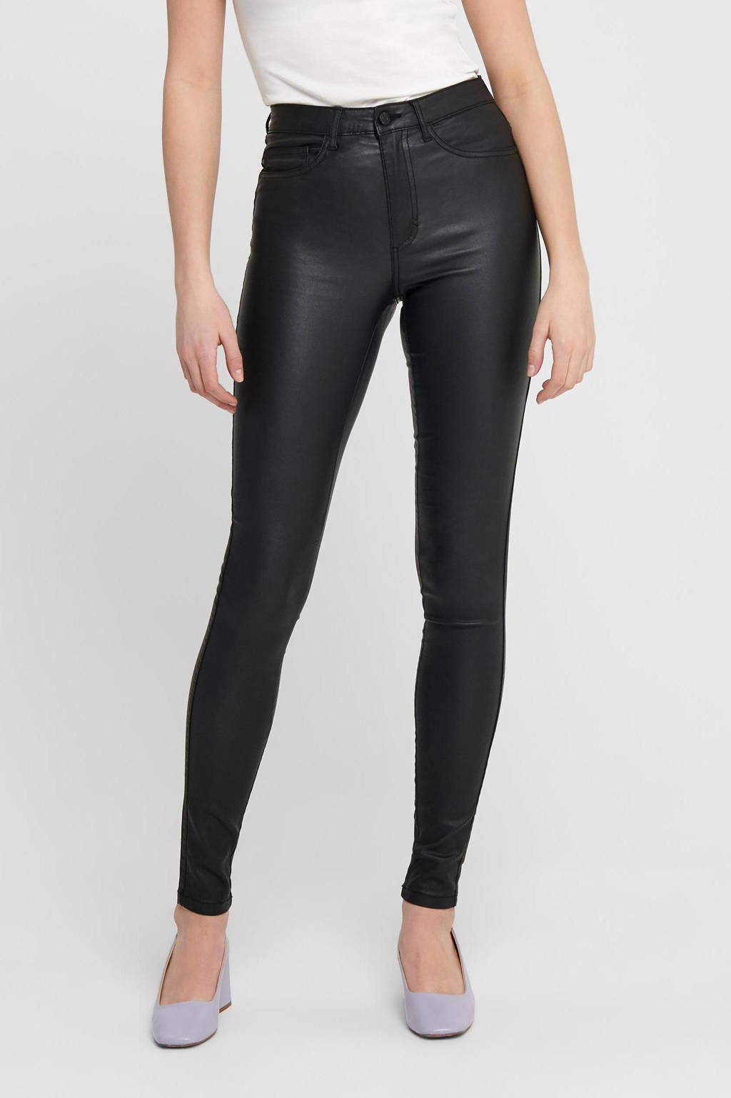 ONLY coated high waist broek ONLROYAL zwart | wehkamp
