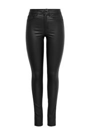 thumbnail: Zwarte dames ONLY coated high waist skinny broek met rits- en knoopsluiting