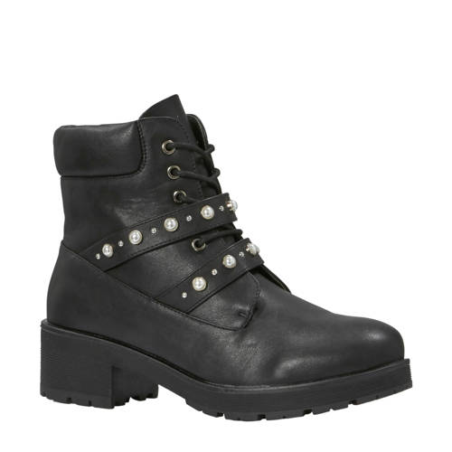 Pieces Veterboots Zwart pieces kopen in de aanbieding