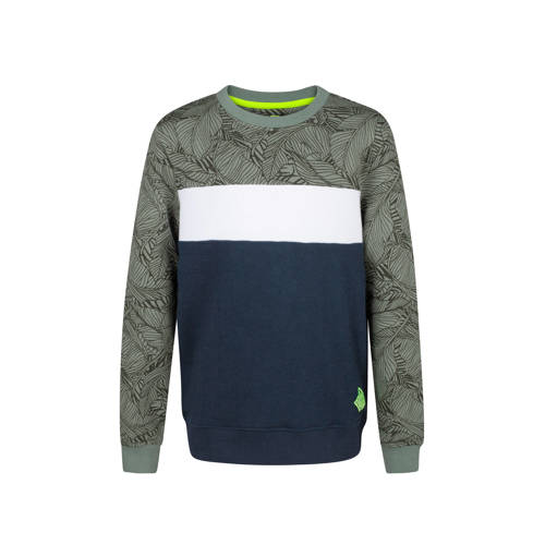We Fashion Sweater Met Bladerprint Blauwgroen we fashion kopen in de aanbieding