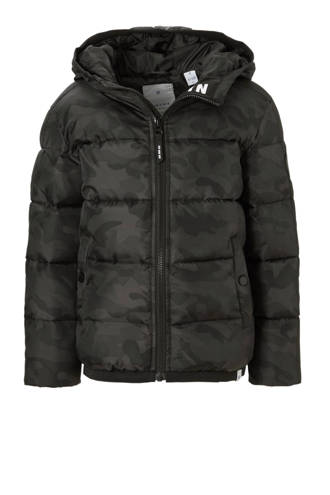 winterjas Elwood met camouflageprint antraciet