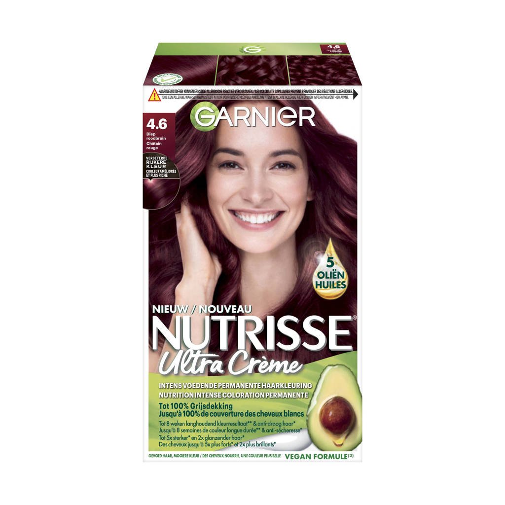Stuiteren Wind vrijheid Garnier Nutrisse Crème haarkleuring - 4.6 Dieprood Middenbruin | wehkamp