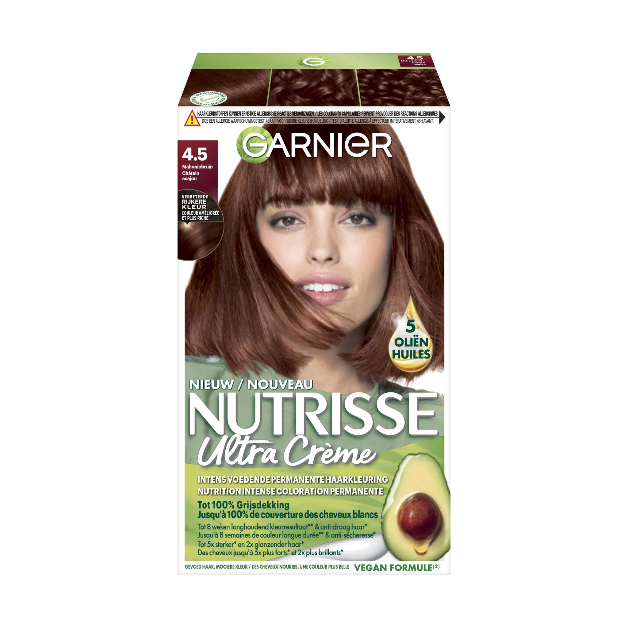 Beroemdheid zakdoek Rijpen Garnier Nutrisse Crème haarkleuring - 4.5 Mahoniebruin | wehkamp