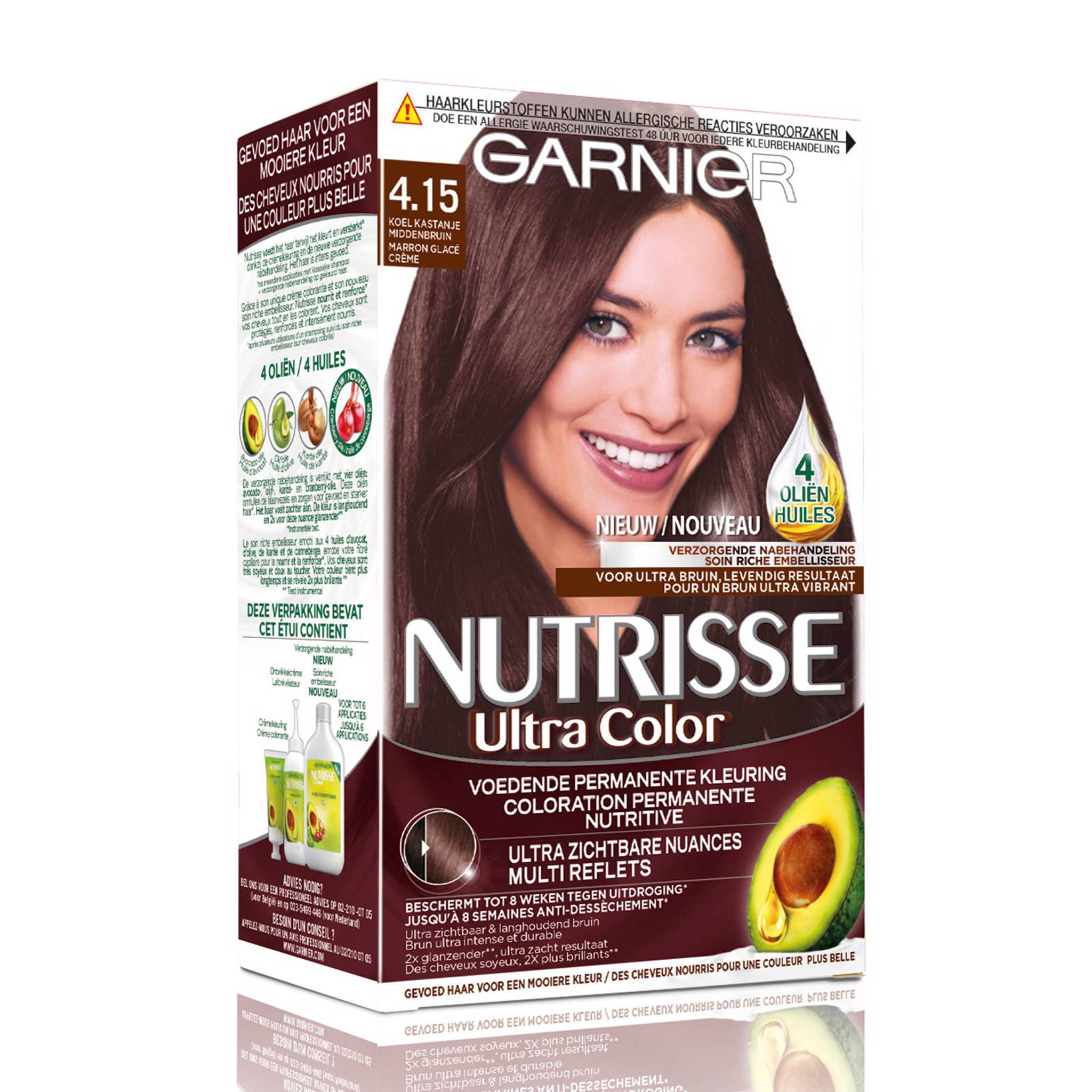 Garnier Nutrisse Crème haarkleuring 4.15 Koel Kastanje Middenbruin | wehkamp