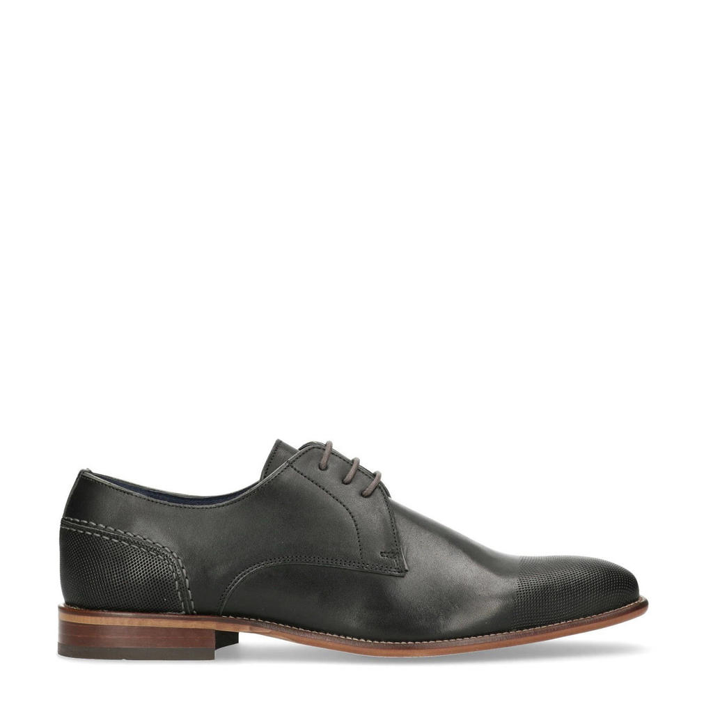 Zwarte heren Black Label leren veterschoenen