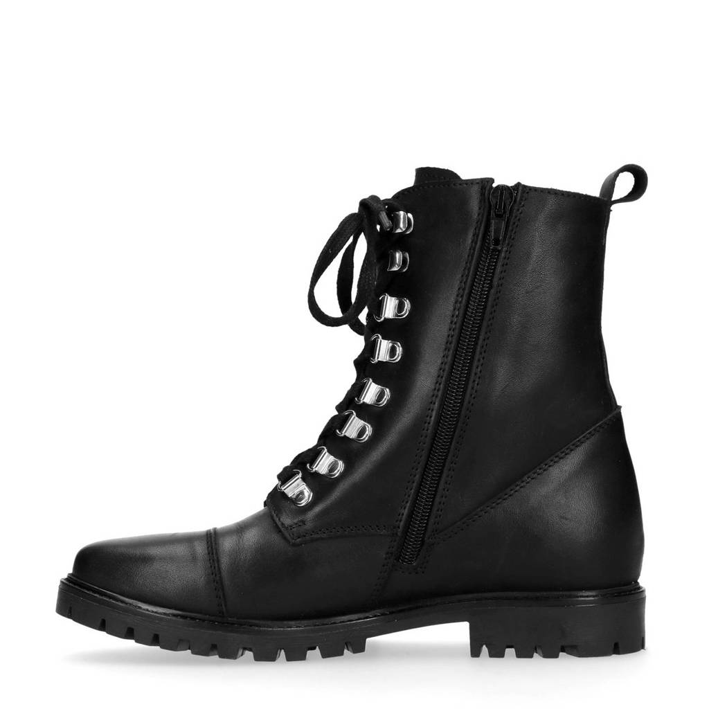 Manfield Zwart Manfield Leren Leren Bikerboots qTvxxwIp5Z