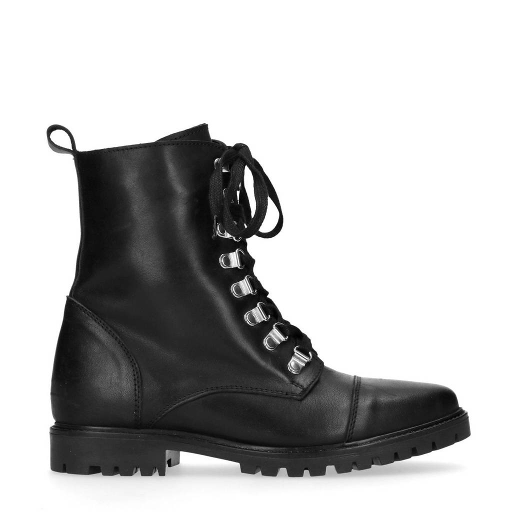 Manfield Zwart Manfield Leren Leren Bikerboots qTvxxwIp5Z