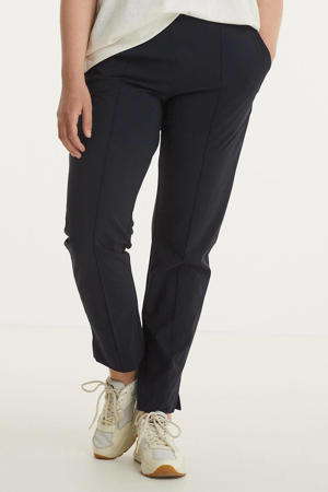 straight fit broek van travelstof donkerblauw