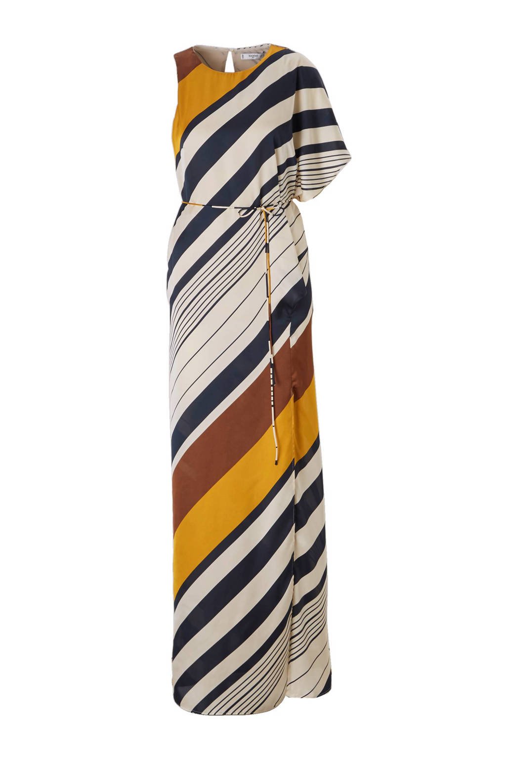 Mango gestreepte maxi jurk, Ecru/marine/oker
