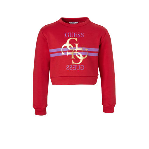 Guess Cropped Sweater Met Logo Rood guess kopen in de aanbieding Guess Cropped Sweater Met Logo Rood guess kopen in de aanbieding