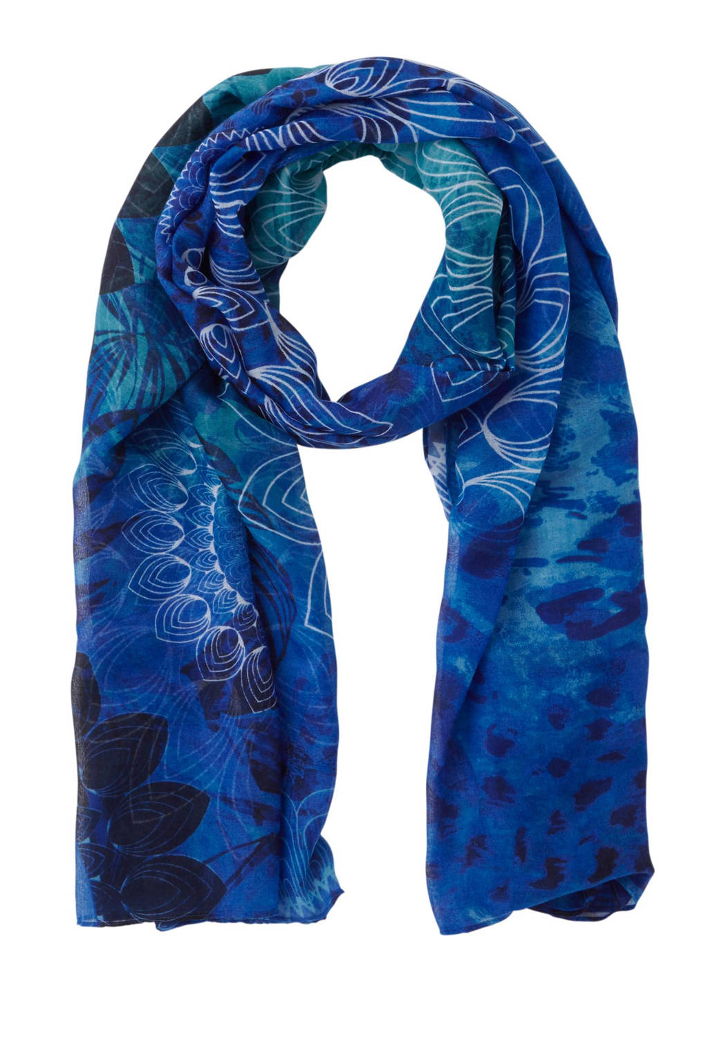 Pijl Beweegt niet Kennis maken Desigual sjaal/pareo met all over print blauw | wehkamp