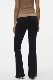thumbnail: Zwarte dames VERO MODA flared broek van viscose met high waist, elastische tailleband en effen