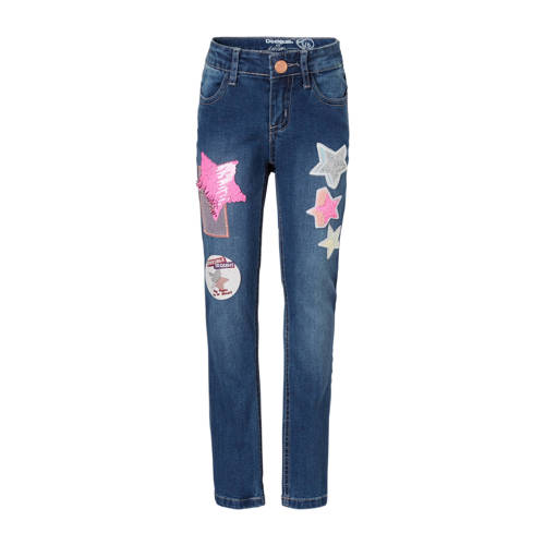 Desigual Jeans Met Omkeerbare Pailletten Blauw desigual kopen in de aanbieding