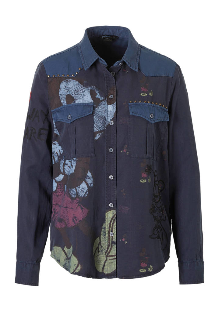 met borduursels Mouse Mickey Desigual blouse 5XqOz8