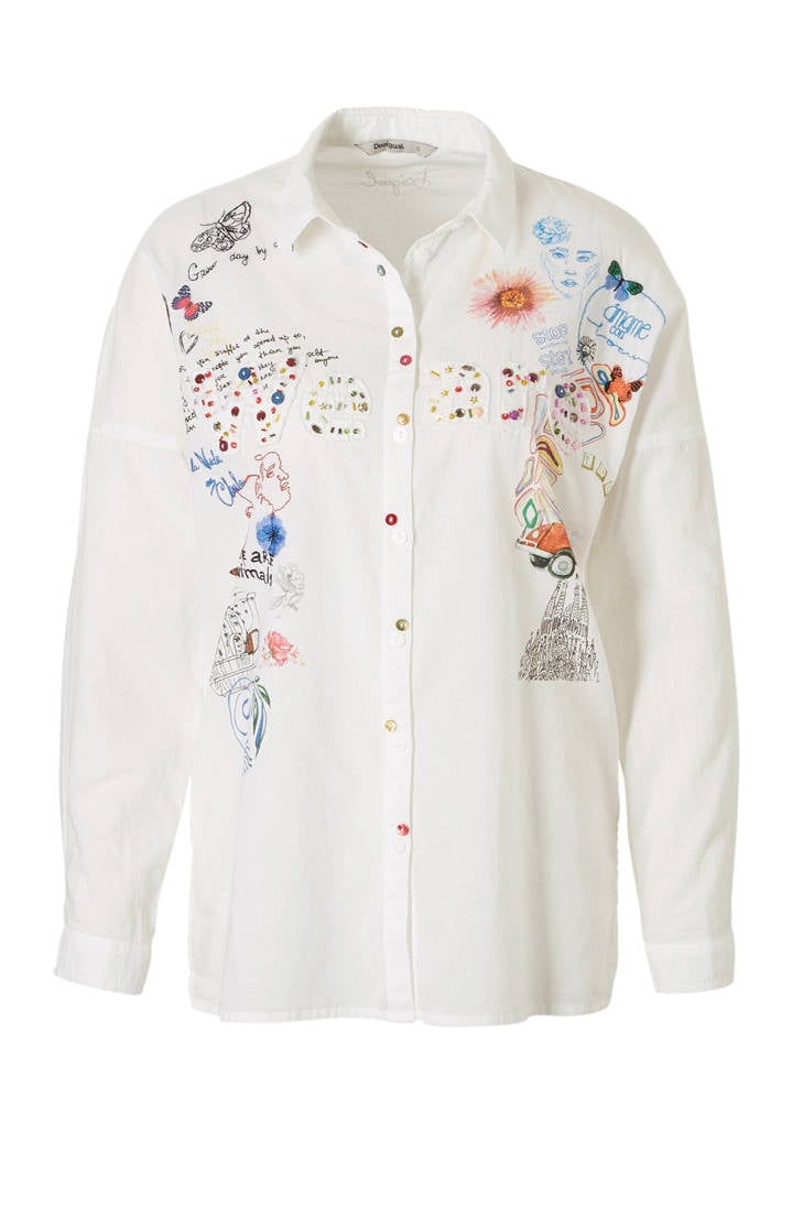 en printopdrik blouse kraaltjes met Desigual wqtBxTzw