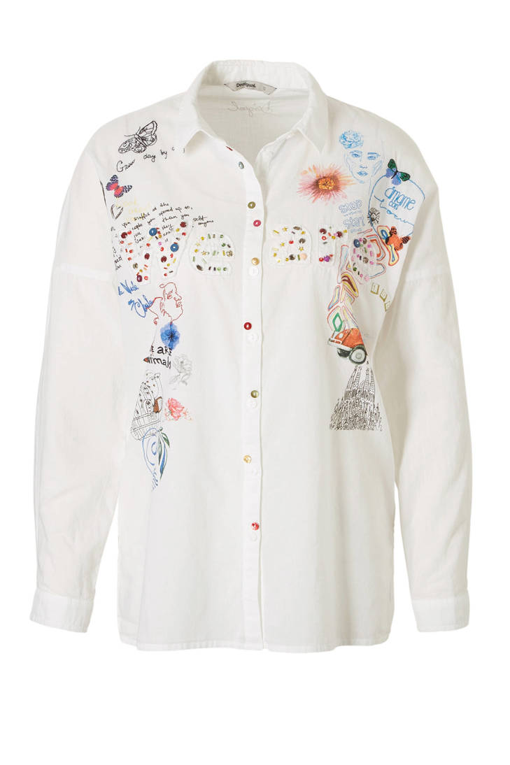 en printopdrik blouse kraaltjes met Desigual wqtBxTzw