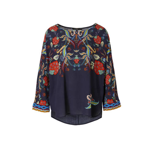 Desigual Gebloemde Top Marine desigual kopen in de aanbieding