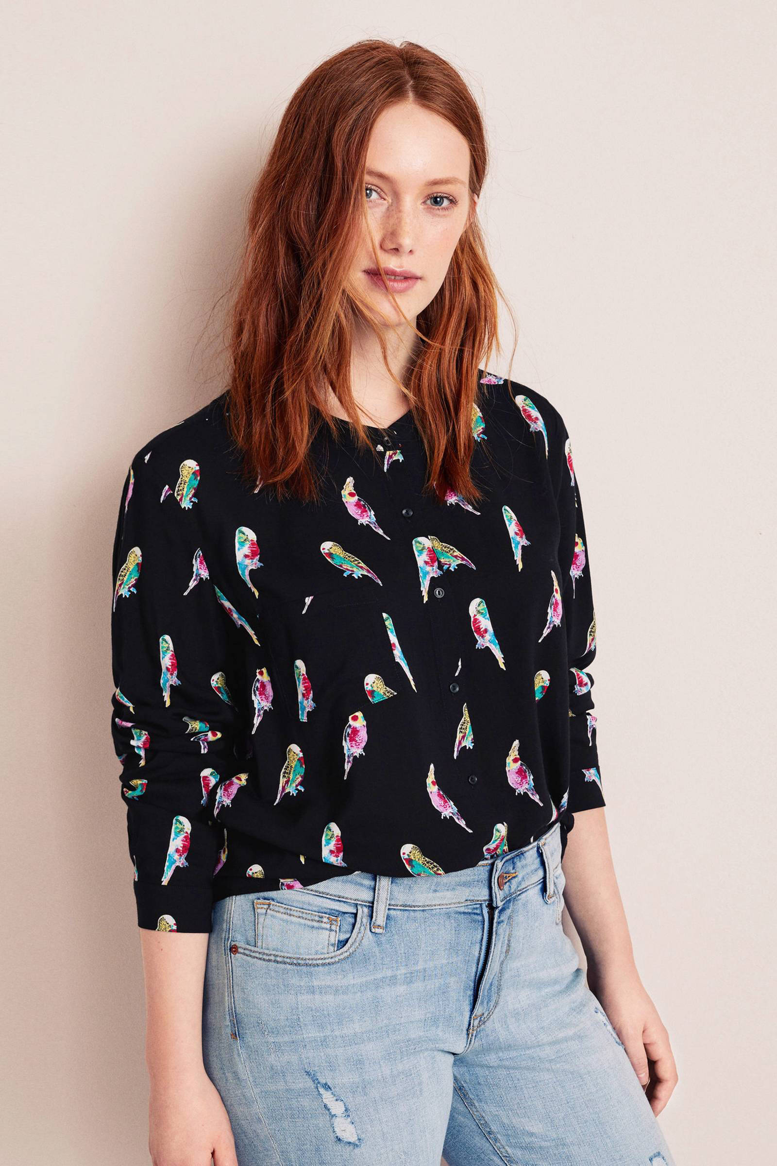 zwarte blouse met vogels zwarte blouse met vogels