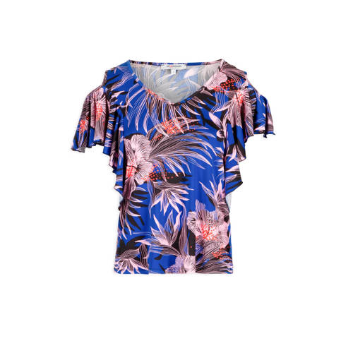 Morgan Open Shoulder Top Met Print Blauw morgan kopen in de aanbieding