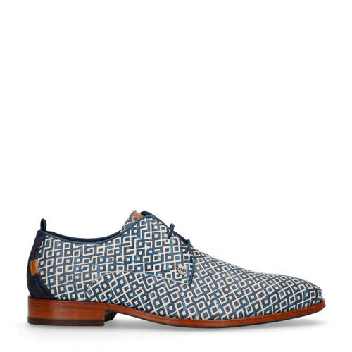 Rehab Leren Veterschoenen Greg Checker Met Print Blauw rehab kopen in de aanbieding