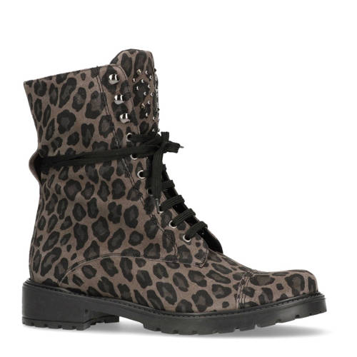 Manfield Leren Veterboots Grijs manfield kopen in de aanbieding Manfield Leren Veterboots Grijs manfield kopen in de aanbieding