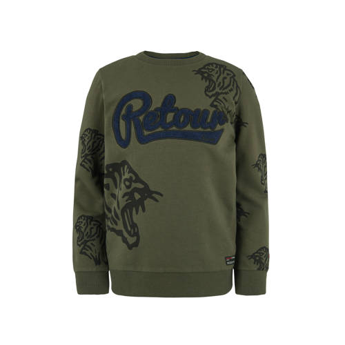 Retour Denim Sweater Divo Met Tijgers Kaki retour denim kopen in de aanbieding