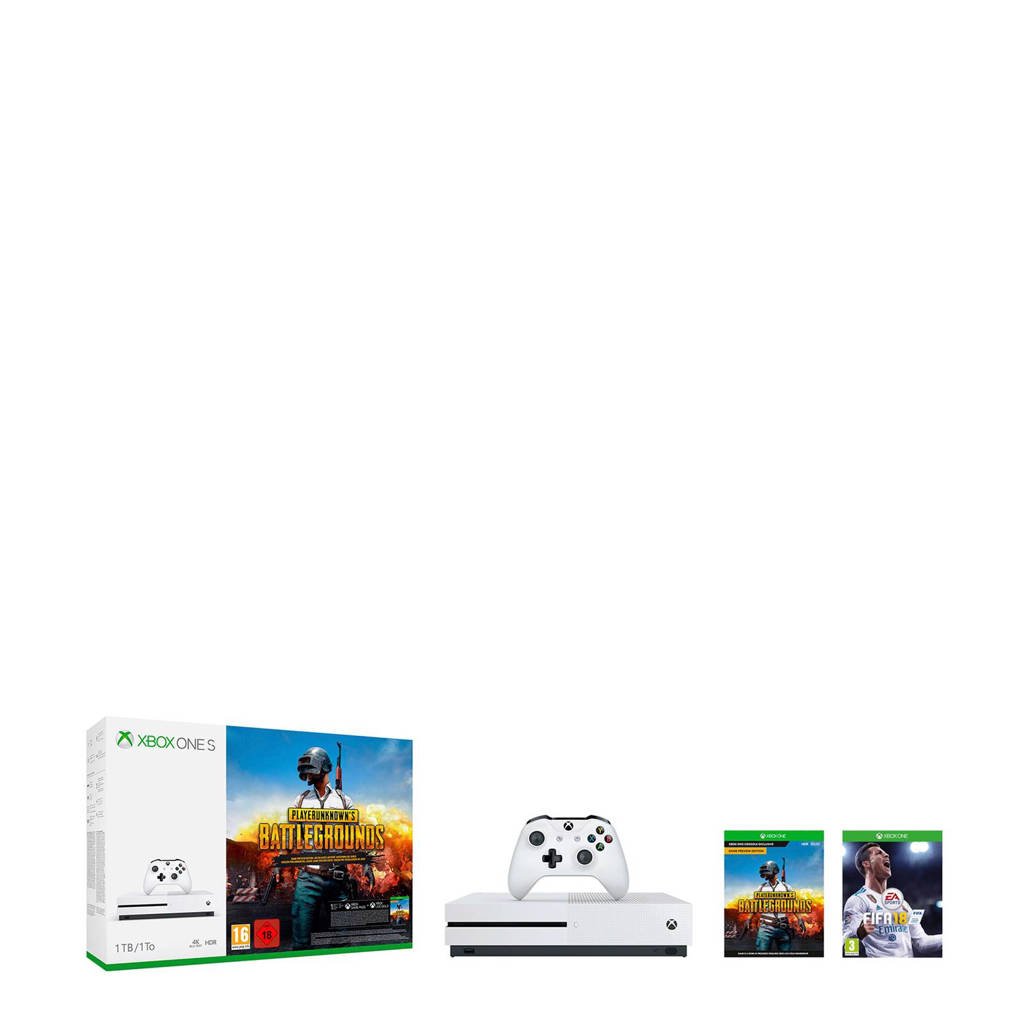 Microsoft Xbox One S 1TB + PlayerUnknown’s Battlegrounds + FIFA 18, Wit