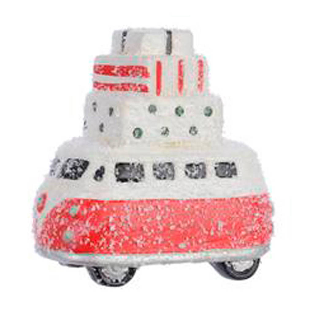 Decoris spaarpot busje kerst, Rood/wit