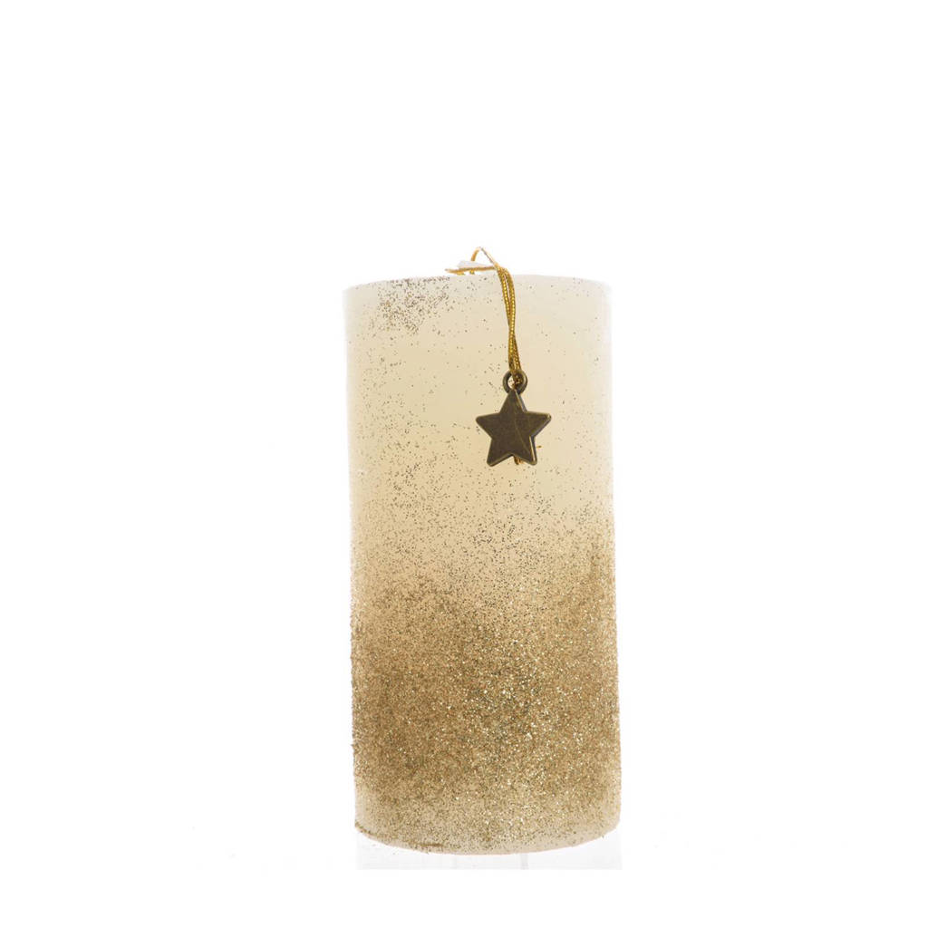 Decoris kaars glitters (13 cm), Ø7x13 cm, Goud