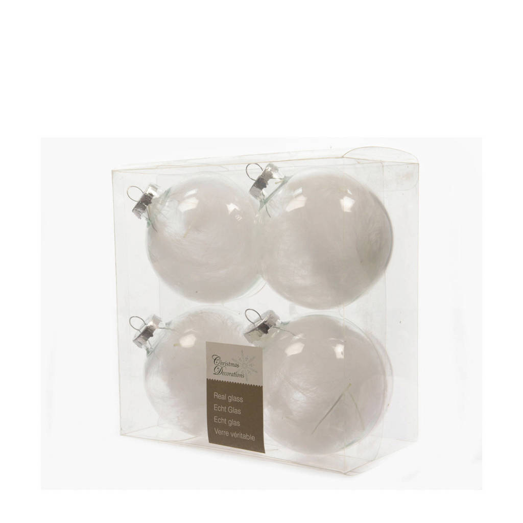 Decoris kerstballen (Ø7 cm) (set van 4), Transparant