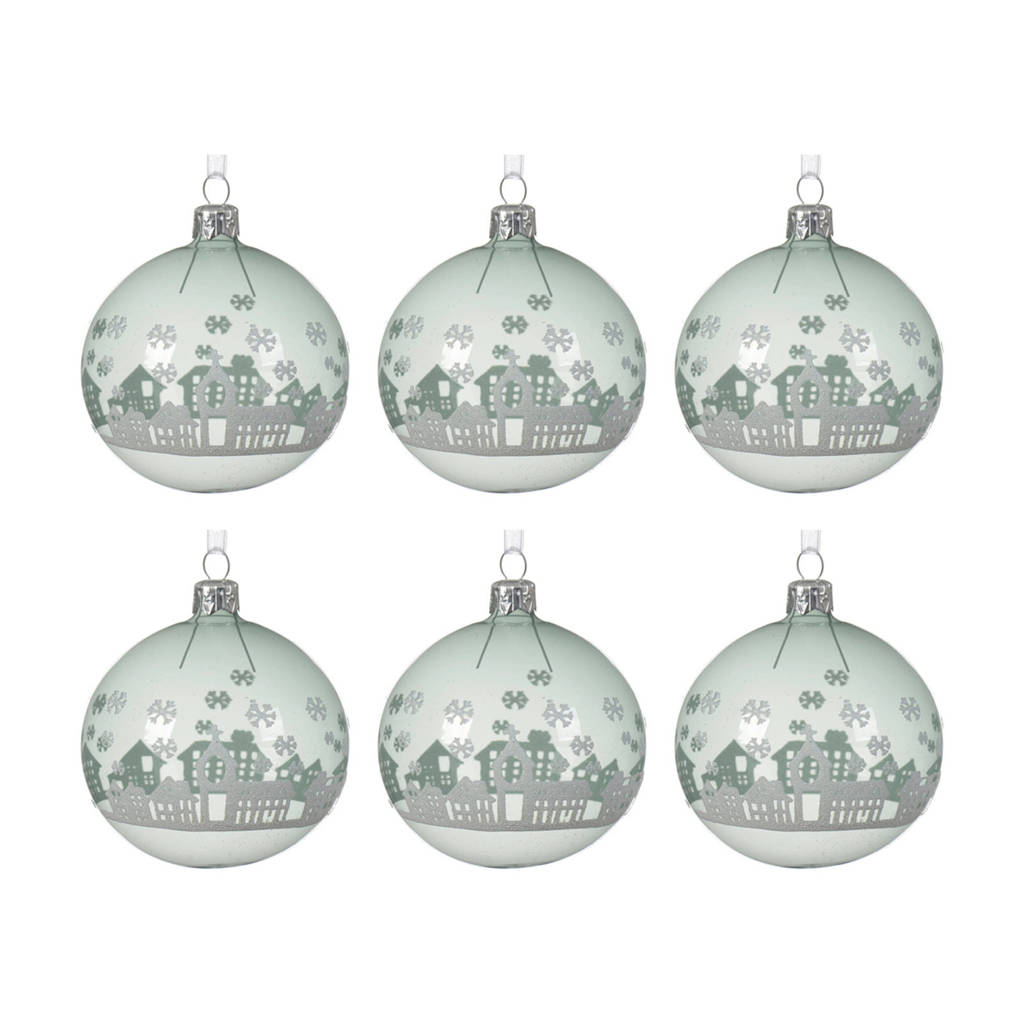 Decoris kerstballen (Ø8 cm) (set van 6), Transparant