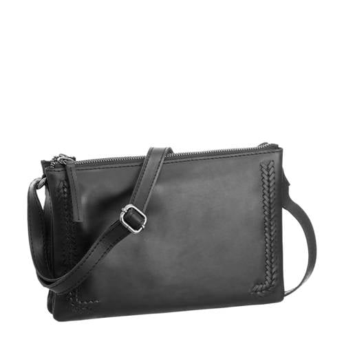 Vanharen 5Th Avenue Leren Schoudertas Zwart 5th avenue kopen in de aanbieding