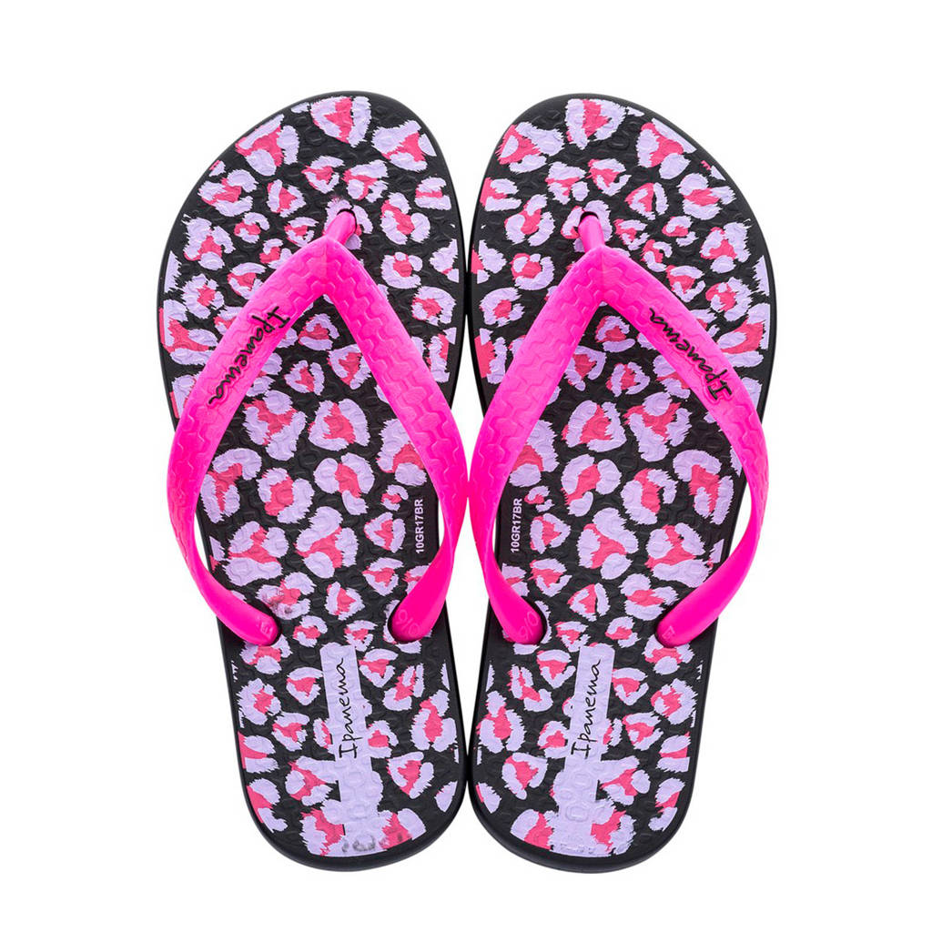Ipanema teenslippers bloemenprint, Roze/zwart