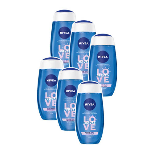 Nivea Shower Love Waves Pure Fresh Multiverpakking 6 X 250 Ml nivea kopen in de aanbieding
