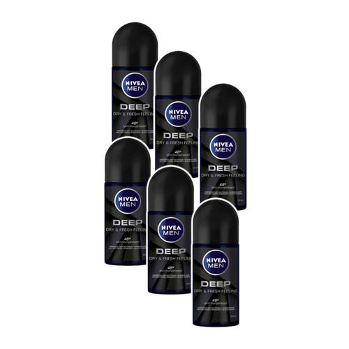 Nivea For Men Deep Roller Multiverpakking 6 X 50 Ml nivea kopen in de aanbieding