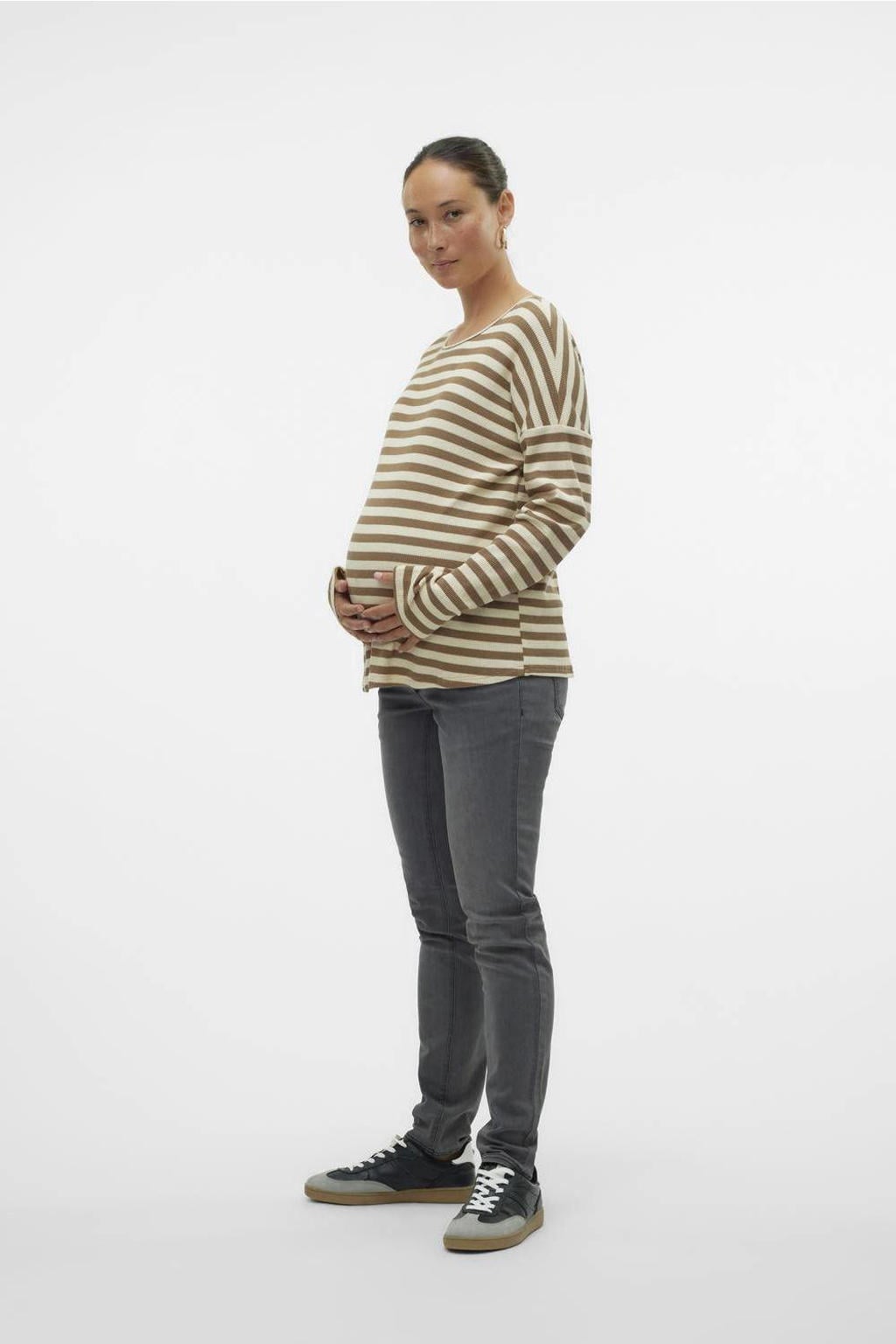 MAMALICIOUS low waist slim fit zwangerschapsjeans MLLOLA grijs