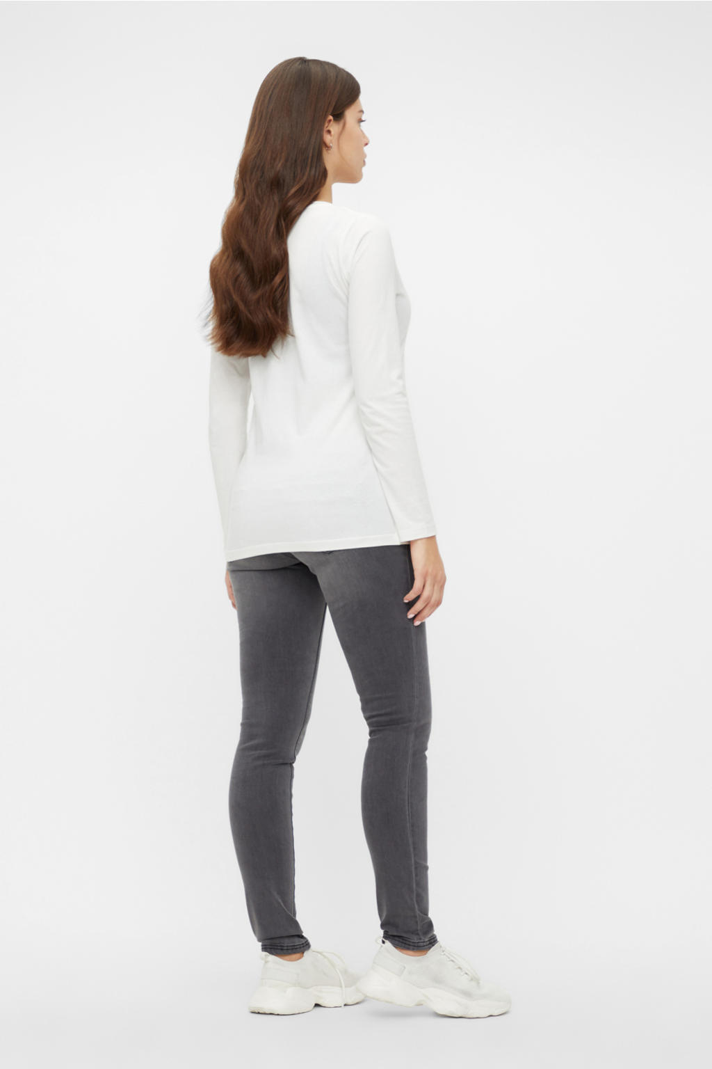 MAMALICIOUS low waist slim fit zwangerschapsjeans MLLOLA grijs