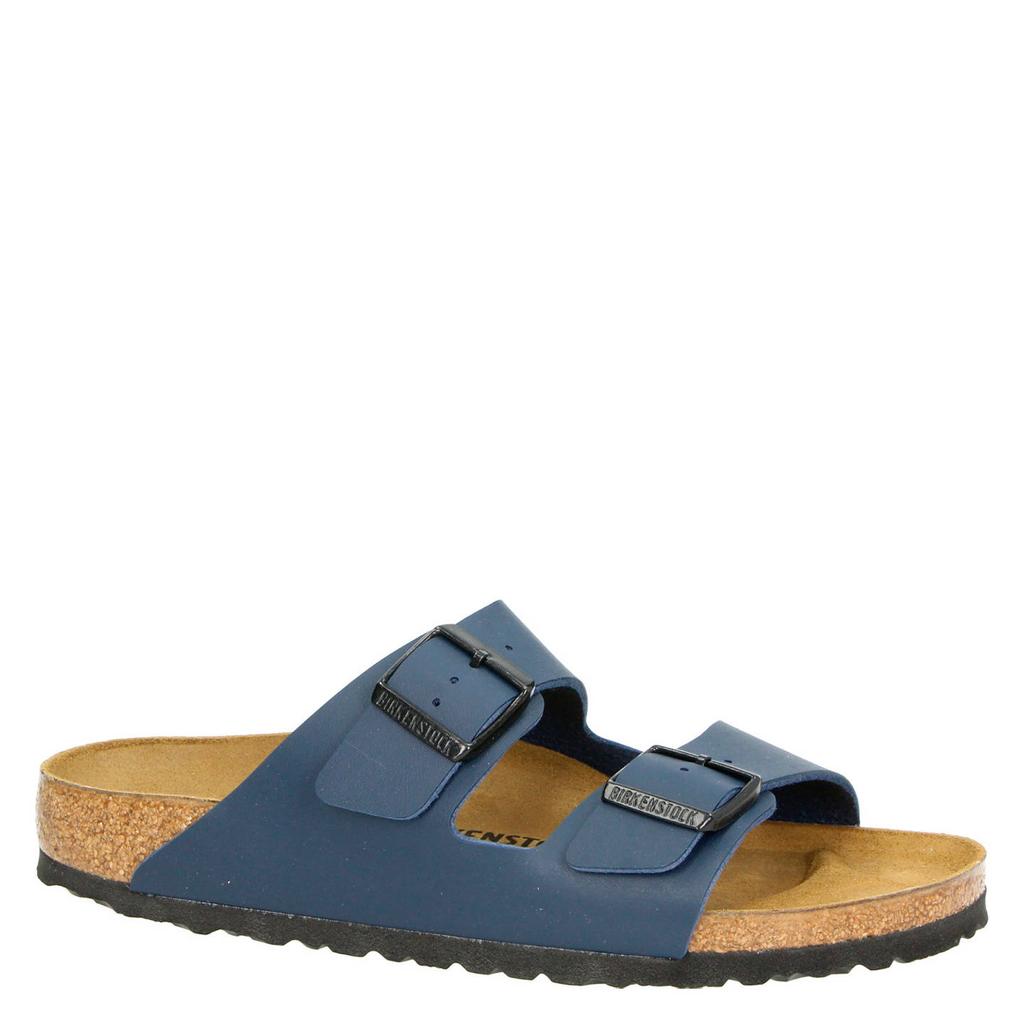 Birkenstock leren slippers blauw