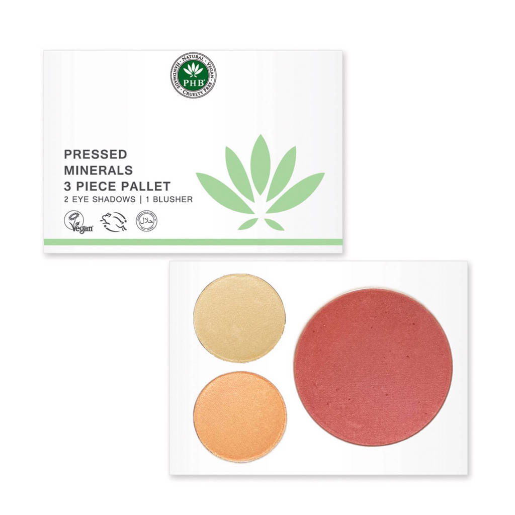 PHB Ethical Beauty oogschaduw 3 piece palette Nudes, Nude tinten/rood