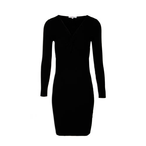 Morgan Gebreide Jurk Met V Hals Zwart morgan kopen in de aanbieding