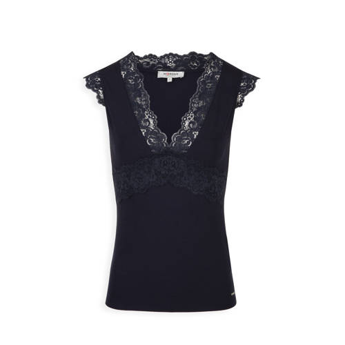 Morgan Top Met Kant Donkerblauw morgan kopen in de aanbieding